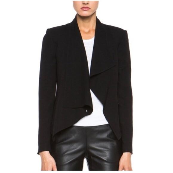 Helmut Lang Jackets & Blazers - HELMUT LANG Blazer XS Black Tux Cropped Hidden Button Closure Asymmetric Career